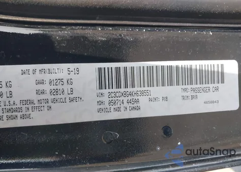 2019 Dodge Charger Sxt Rwd from USA, damaged, VIN 2C3CDXBG4KH638551